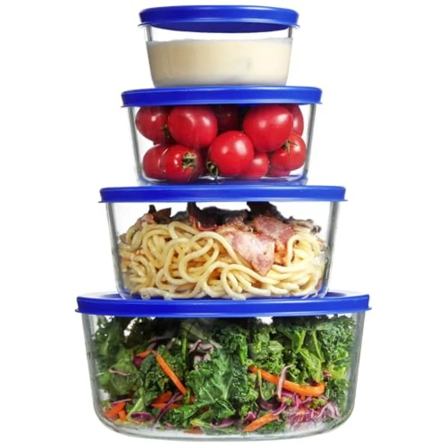 Glass Meal Prep Container - Set di 4 Ciotole in Vetro