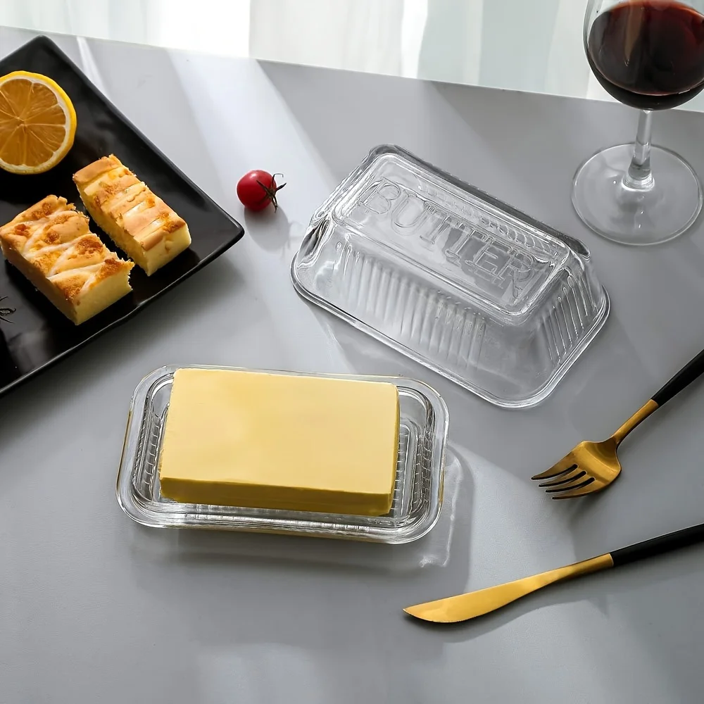 Glass Meal Prep Container - Piatto per burro trasparente creativo con