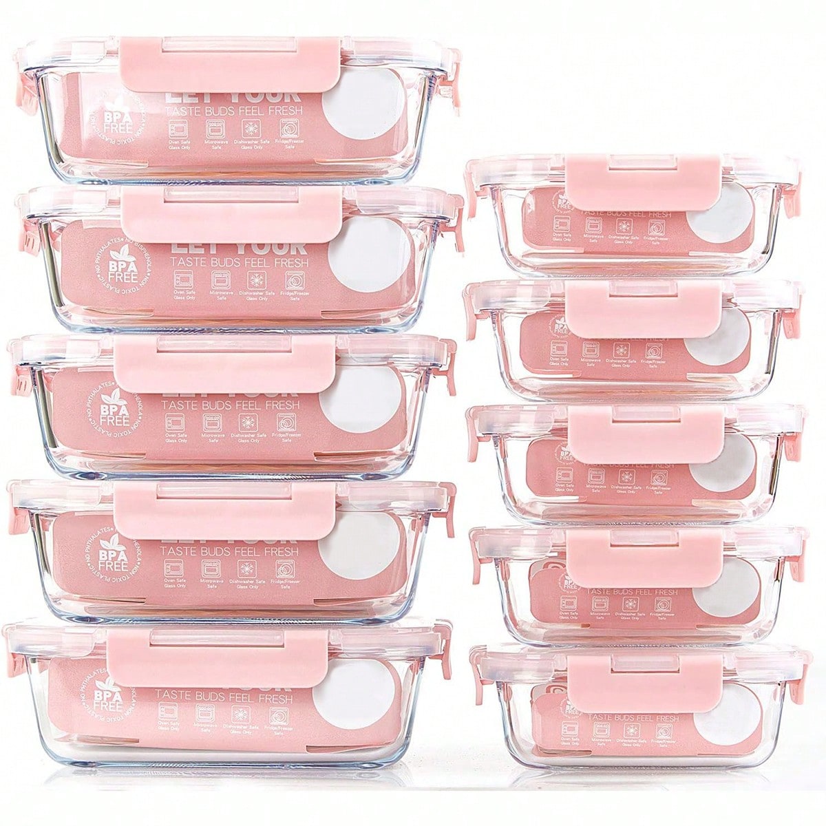 Glass Meal Prep Container - Confezione da 10 contenitori in vetro