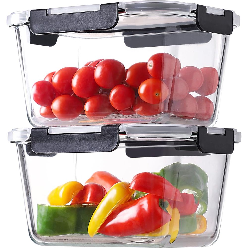Glass Meal Prep Container - Set di 4 Contenitori in Vetro