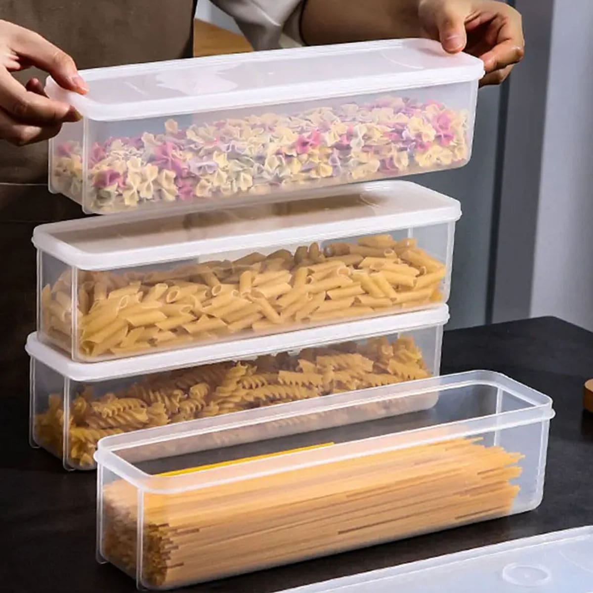 Food Storage Time - 1 scatola portaoggetti in plastica trasparente,