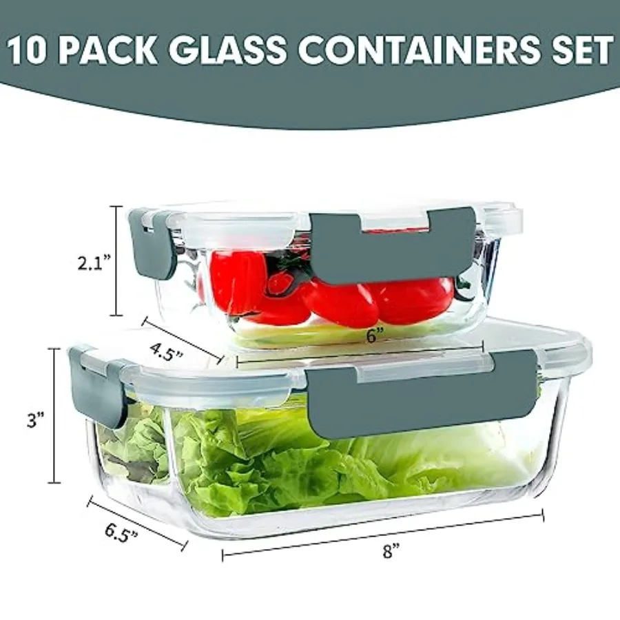 Set di 10 Contenitori in Vetro - Glass Meal Prep Container recensione e prezzo